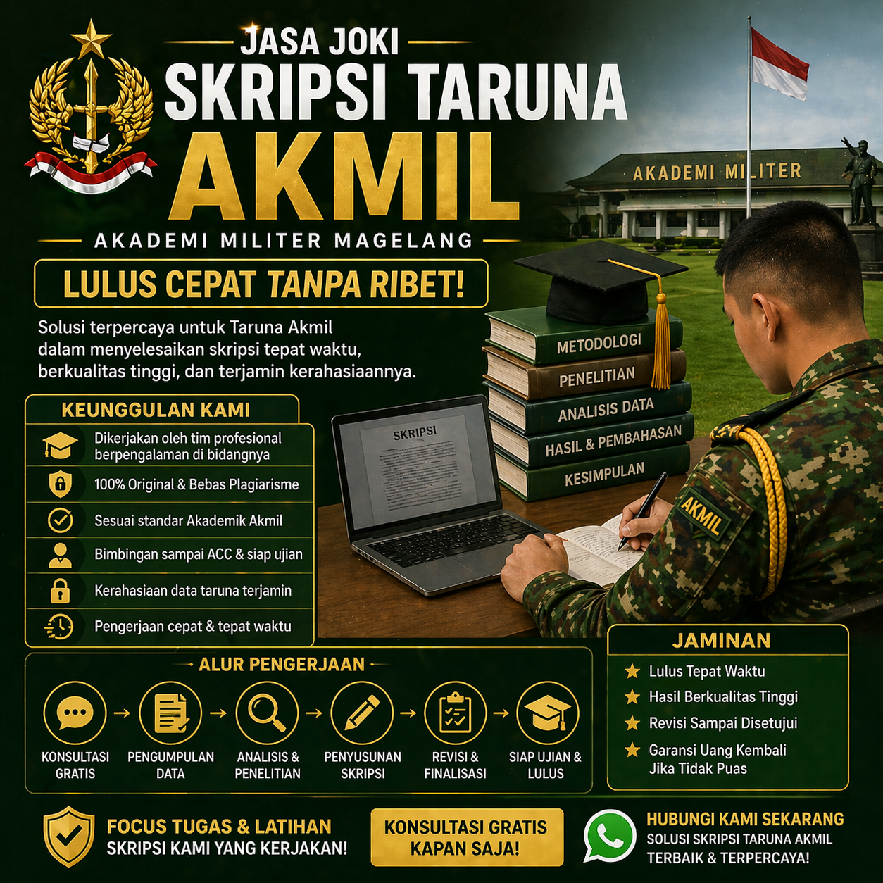 Layanan Jasa Joki Tugas Akhir Skripsi Untuk Taruna AKMIL Akademi Militer Seluruh Indoneisa dan Paling Murah