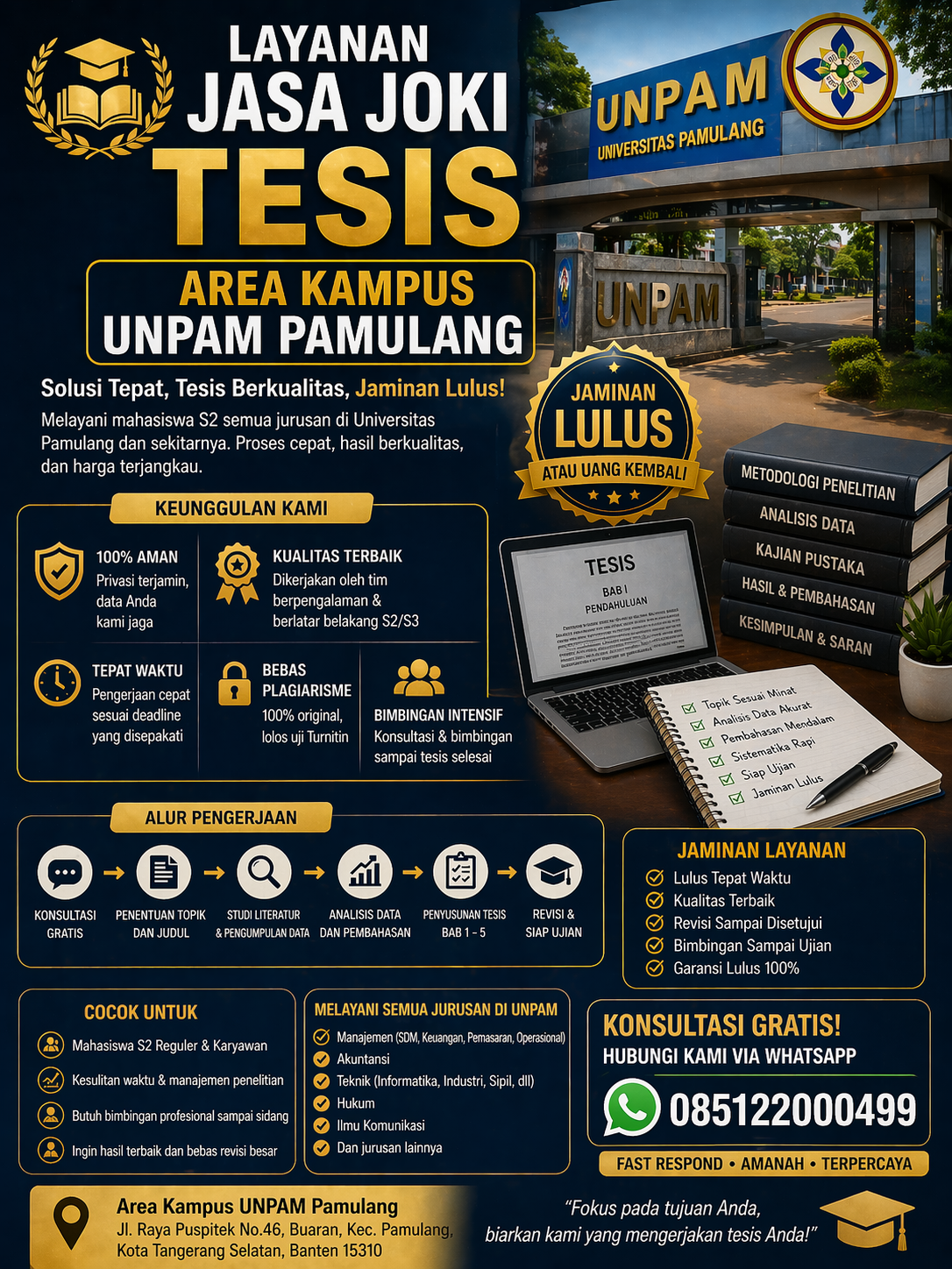 Layanan Jasa Joki Tesis Area Kampus UNPAM Pamulang